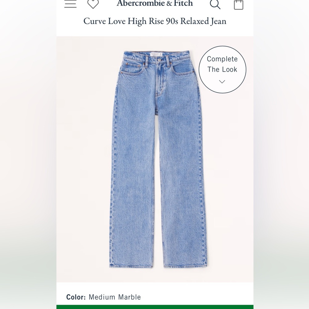 EUC WORN ONCE A&F Curve Love High Rise Relaxed 90s Jeans Marble